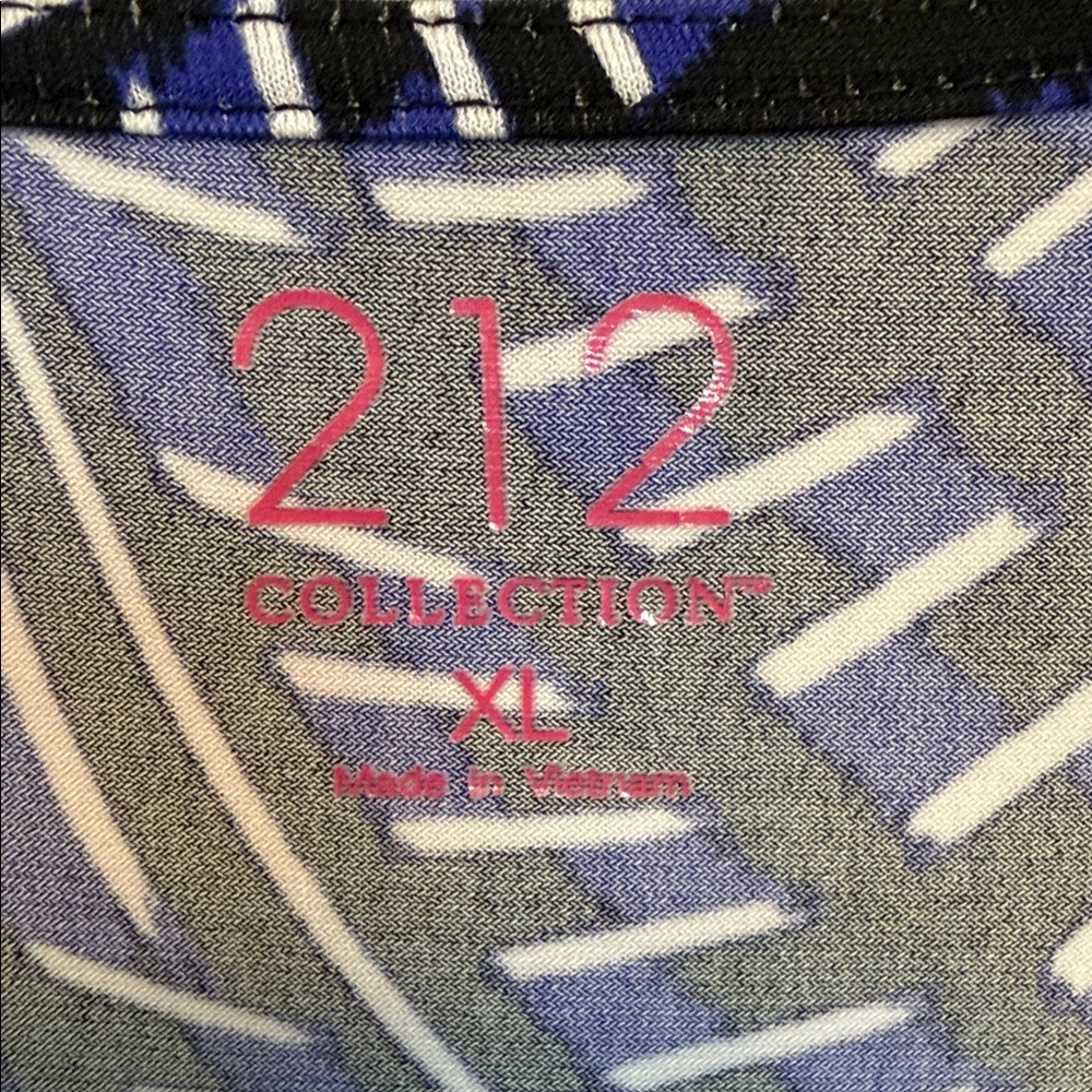 212 Collection Black and Blue Geometric Wrap-Style Blouse - Picture 2 of 6